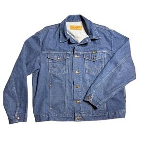 Vtg Style Wrangler Dark Denim Jean Jacket Men's XL 2XL Unisex Western‎ Ranch 50"